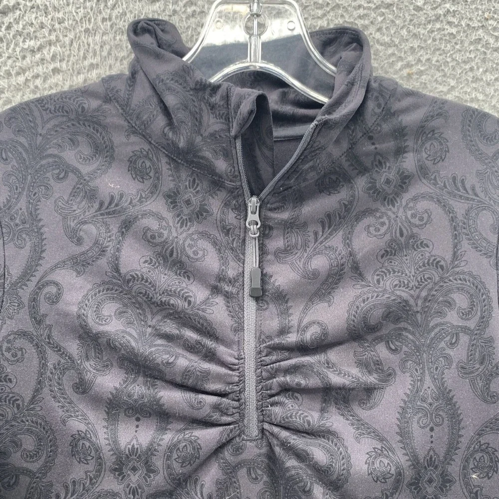 Eddie Bauer 1/4 Zip Sweater Women's Small Paisley‎ Damask Preppy Gorp Athleisure